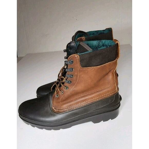 MEN'S WOOLRICH Duck Boots 12 Baffin Lined Waterproof Brown Black Green Unused - Picture 1 of 14